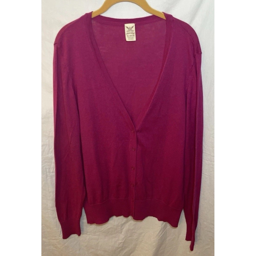 Faded Glory Womens Dark Pink Lightweight Cardigan XL Long Sleeve Button Front